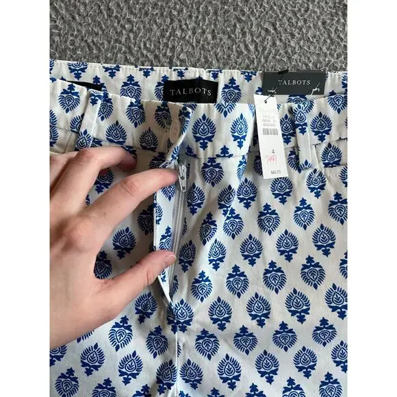 NWT Talbots Perfect Skimmer Pants 4 Small Slim Leg Crop Geometric Beach Classic - Picture 5 of 16